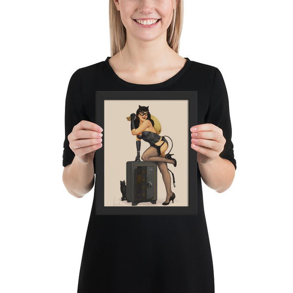 Cat Burglar Caught in the Act - Framed poster