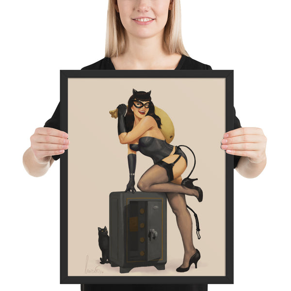 Cat Burglar Caught in the Act - Framed poster