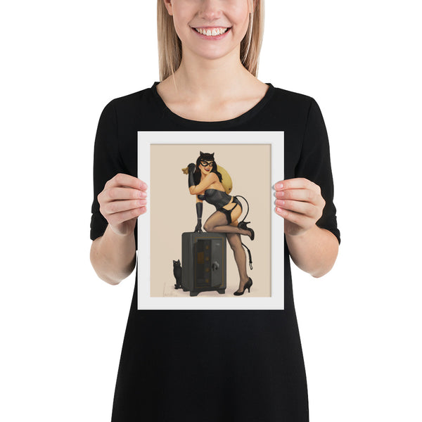 Cat Burglar Caught in the Act - Framed poster