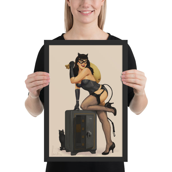 Cat Burglar Caught in the Act - Framed poster