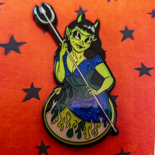 Pitchfork Pinup Enamel Pin