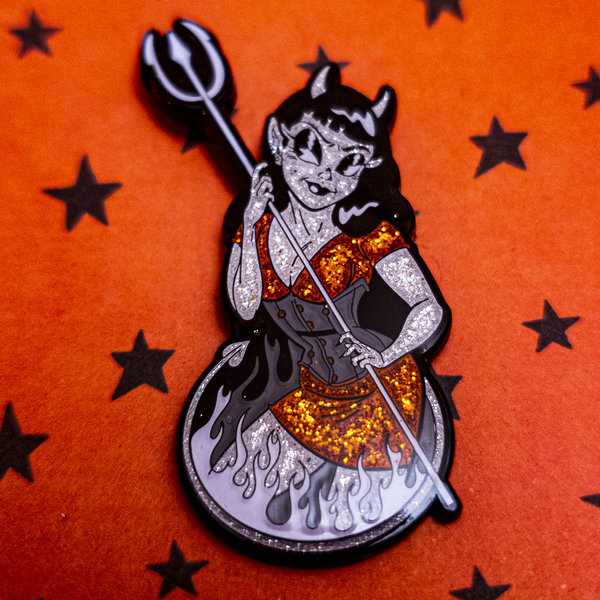 Pitchfork Pinup Enamel Pin