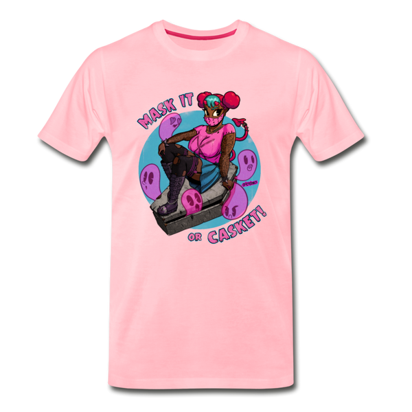 Mask it or Casket - Men's Premium T-Shirt - pink