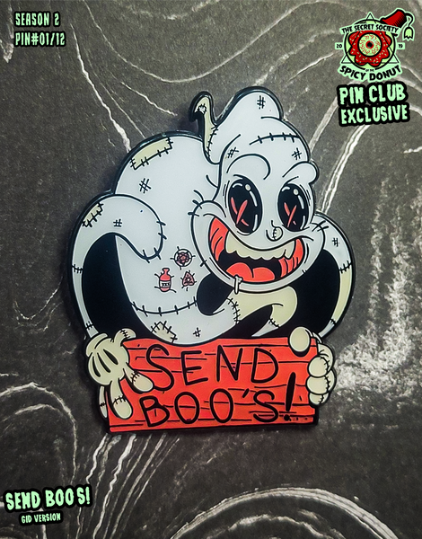 Send Boo's Enamel Pin- Patreon Exclusive BW Edition