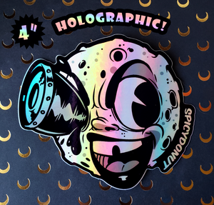 Holographic Man on the Moon Sticker